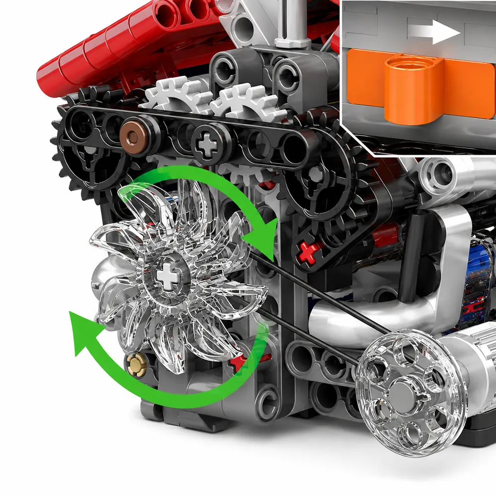 Mecanismo del Motor V12 con el sentido del movimiento